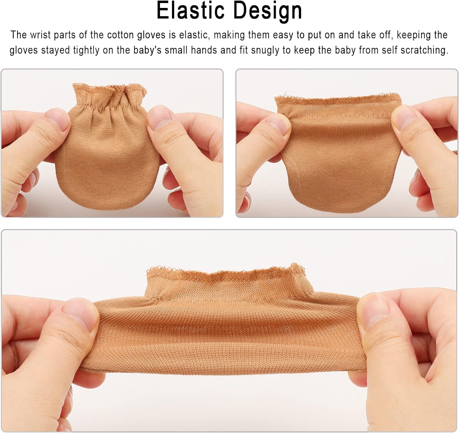 BQUBO Newborn Infant Toddler Mittens No Scratch Cotton Elastic Wrist Gloves Hypoallergenic for 0-6 Months Baby Boys Girls - Image 7
